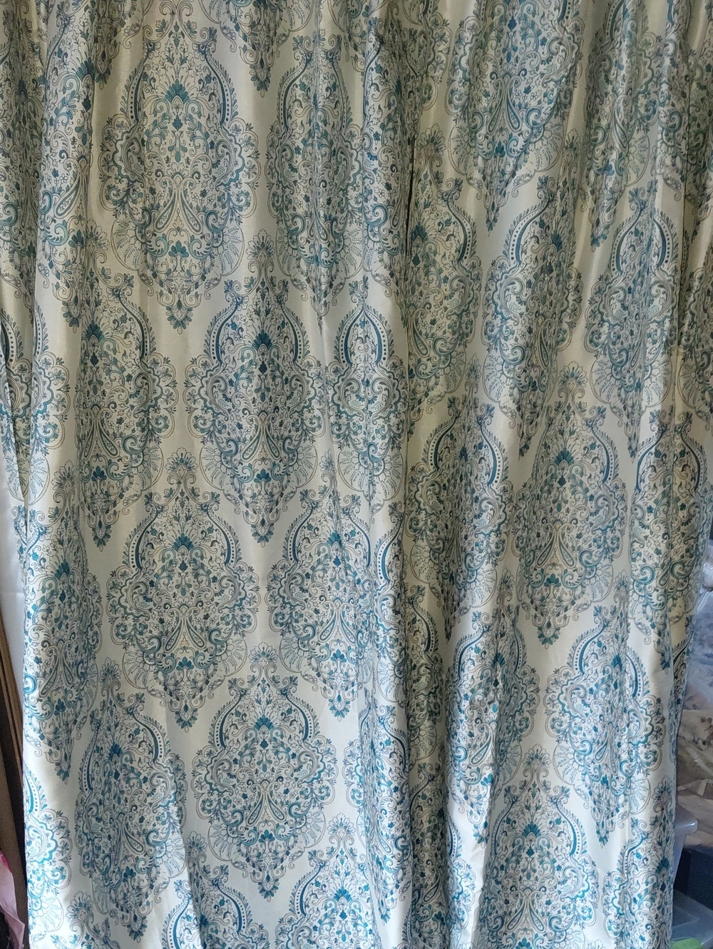 Set Of 2-Better Homes And Gardens Teal and White Medallion Drapery Panel